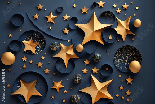 Blue background with golden...