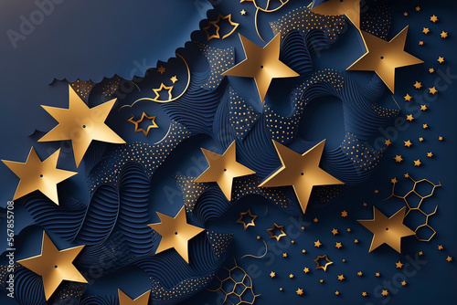 Blue background with golden...