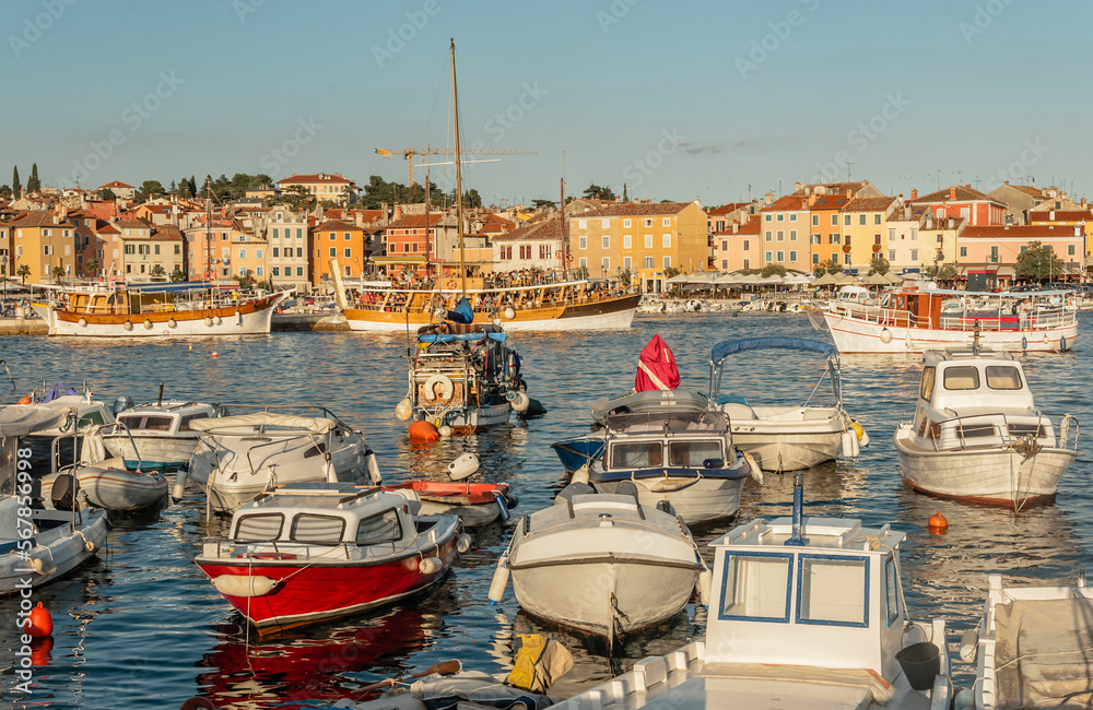 A view of the central square in the old part of the city Rovinj, Croatia