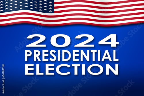 2024 Presidential Election with the USA flag and dark blue background - Illustration