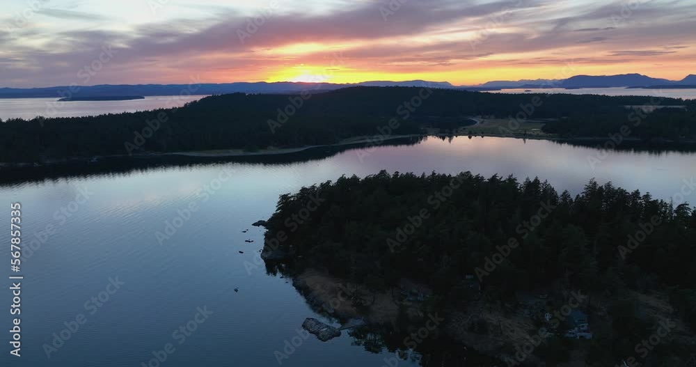 Garrison Harbor San Juan Island Washington USA Sunset Golden Hour View Summer Evening Twilight Garrison Harbor San Juan Island Washington USA Sunset Golden Hour View Summer Evening Twilight