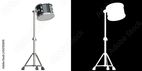 Photography 3D rendering illustration of a rack tom drum mounted to a stand