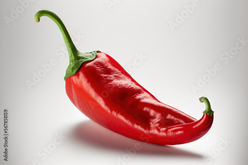 Red fiery chili peppers that are mature and isolated against a white background. macro studio image of a chili. Generative AI