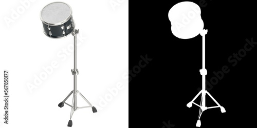 3D rendering illustration of a rack tom drum mounted to a stand