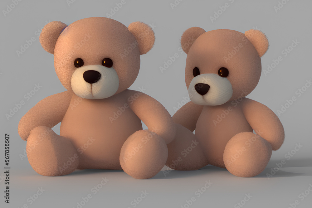 Cute Teddy Bear With Big Eyes Sitting created with Generative AI technology Cute Teddy Bear With Big Eyes Sitting created with Generative AI technology