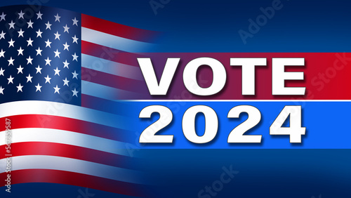 Vote 2024 with USA flag with blue background - Illustration