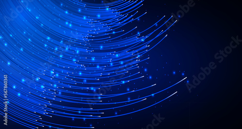 Digital technology worldwide global network internet speed connection blue background, Abstract cyber tech futuristic, Ai big data, fiber optic 5g wireless wifi future, lines dots illustration vector