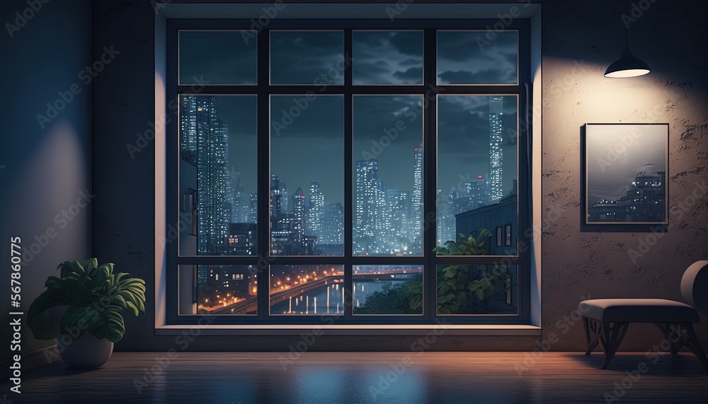 Cyberpunk City view from a window Cyberpunk City view from a window