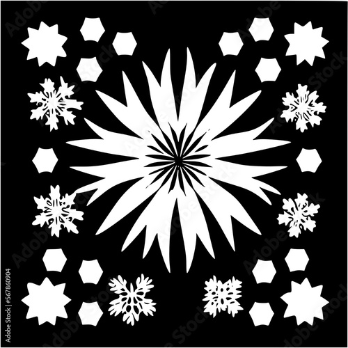 4k 2d Beautiful snowflower silhouette