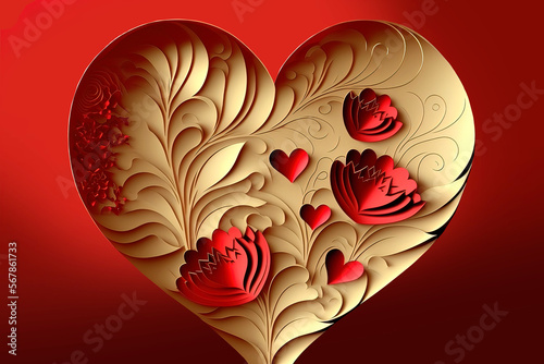 Red and gold background wit...