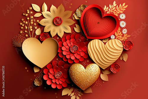 Red and gold background wit...