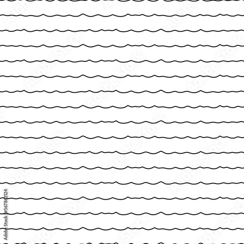 Jagged stripes seamless pattern. Curved lines ornament. Curves print. Striped background. Broken line shapes. Linear waves motif. Wavy stripe figures. Ethnical textile print. Vector art work
