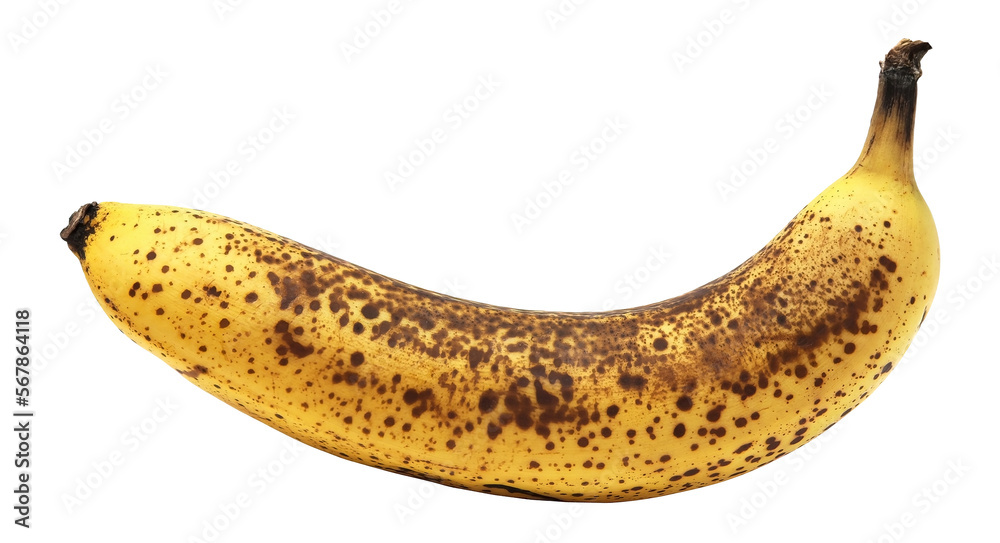 Yellow very ripe (overripe) banana isolated on transparent background cutout PNG Yellow very ripe (overripe) banana isolated on transparent background cutout PNG
