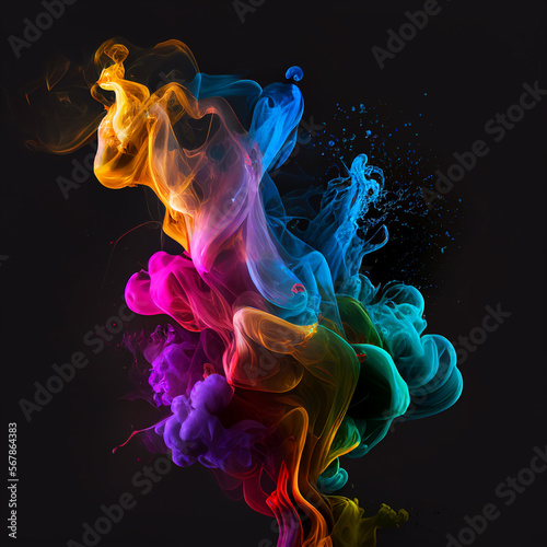 Color smoke on black background. Illustration