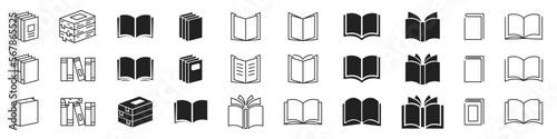 Books icon set. Set of book icons. Vector illustration.