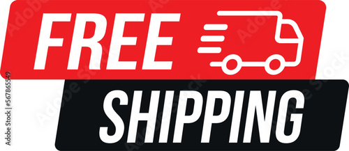 Free delivery service logo badge. Free shipping order icon vector. Fast shipping delivery truck flat vector icon for apps and websites.

