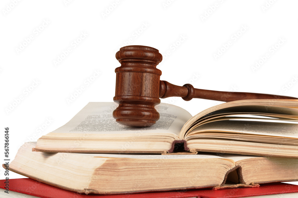 Wooden justice gavel on stack books Wooden justice gavel on stack books