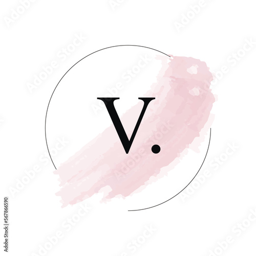 Pink Brush Stroke Letter Logo Design. Pink Paint Logo Leters Icon with Elegant Circle Vector Design.