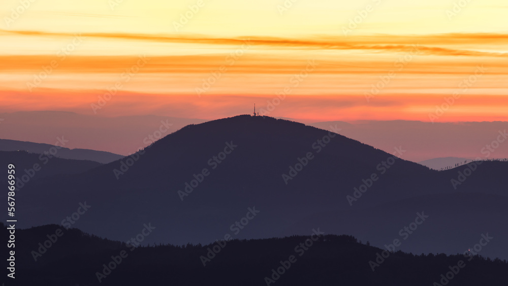 Mountain layers with a dramatic sky before sunrise Mountain layers with a dramatic sky before sunrise