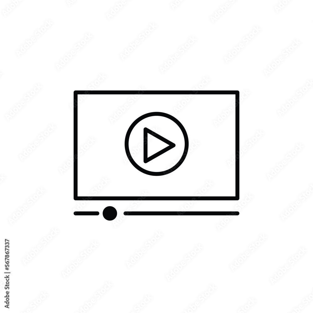 Play movie multimedia outline icon isolated on white background Play movie multimedia outline icon isolated on white background