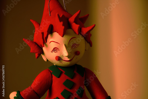 Jester Red Doll. image of a symbol. Generative AI photo