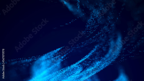 Water circulation. Whirlwind of dust particles. Digital background. Big data visualization. Futuristic point wave. 3D rendering
