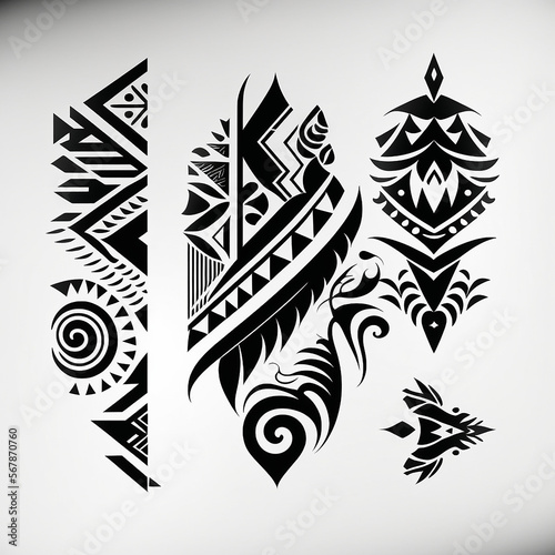 tribal pattern tattoo vector art design,tattoo tribal, sketch art design isolated on white background