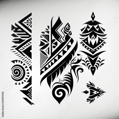 tribal pattern tattoo vector art design,tattoo tribal, sketch art design isolated on white background photo