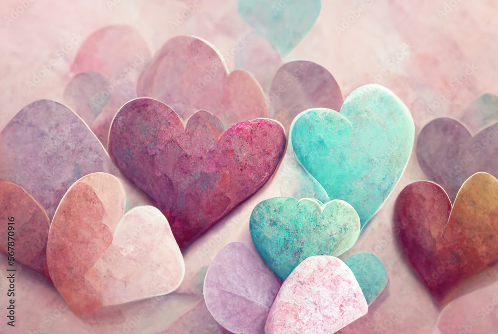Obraz premium pastel colored colorful abstract heart. Generative AI