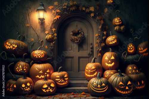 halloween pumpkins on a fro...