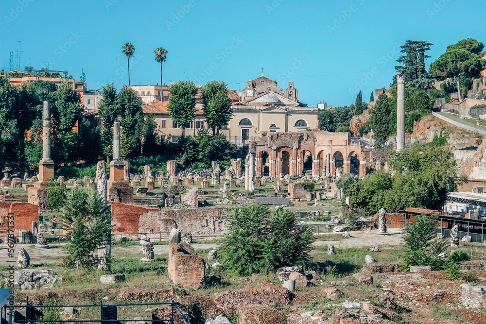 Ruins of the Roman Forum in Rome, Italy.