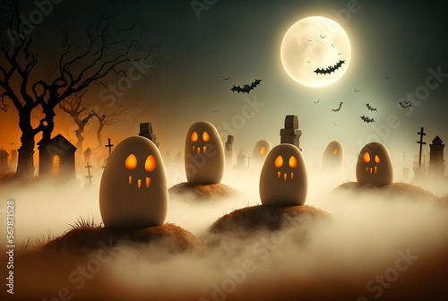 ghost tombstones in cemeter...