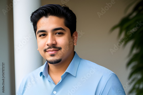 a portrait photo of a Latino male Writer in outfit - Generative AI, fictitious person 
