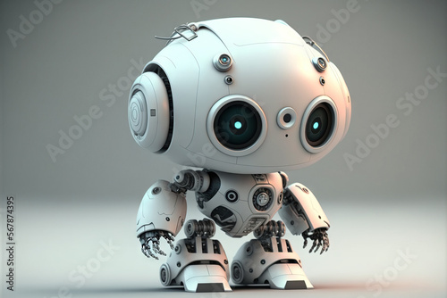cartoon of a cute white ai robot. Generative AI