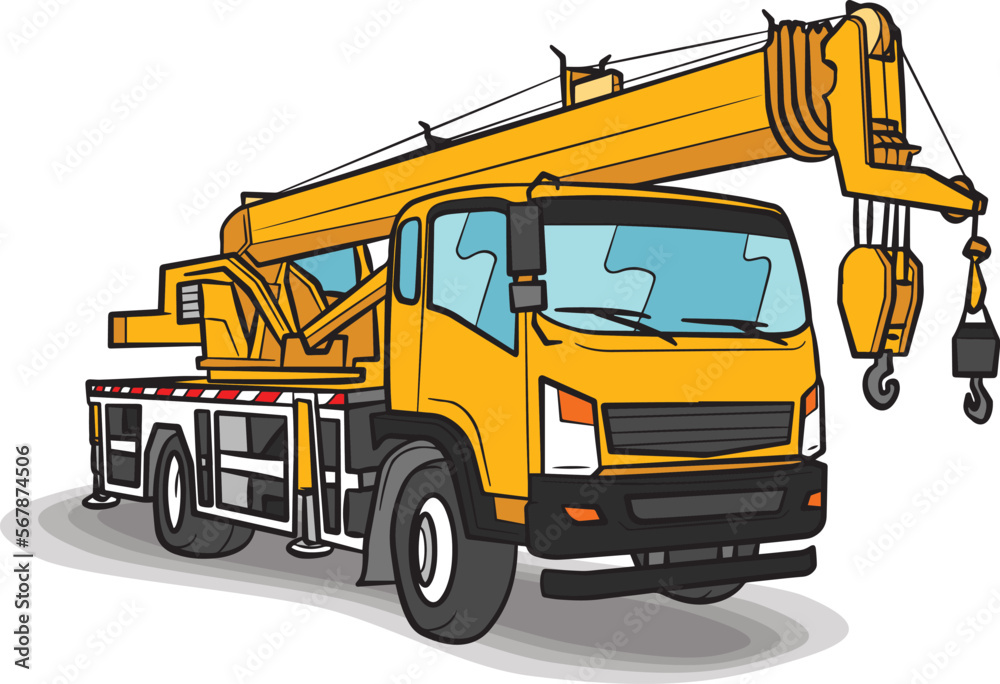 Mobile Crane Truck Lorry Heavy Vehicle Transportation Vector Illustration Mobile Crane Truck Lorry Heavy Vehicle Transportation Vector Illustration