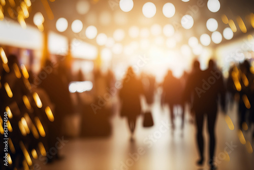 Background image stunning luxury shopping mall and retail store interior with abstract bokeh. Generative AI