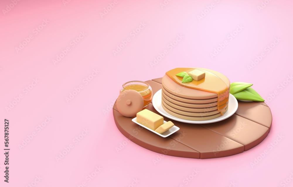 Isolated 3D Pancakes. 3D Illustration Isolated 3D Pancakes. 3D Illustration