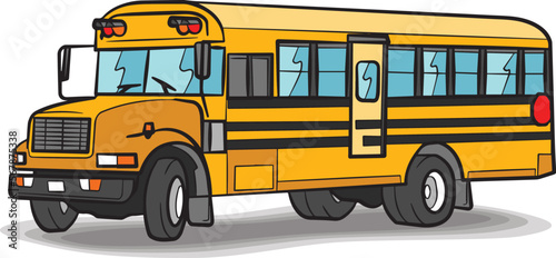 School Bus Heavy Vehicle Transportation Vector Illustration