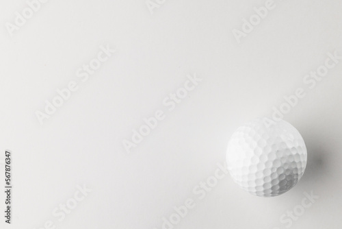 High angle view of white golf ball with copy space on white background