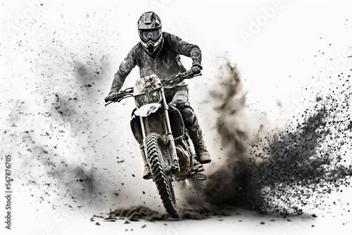 Extreme Motocross MX Rider,isolated white background,Generative ai