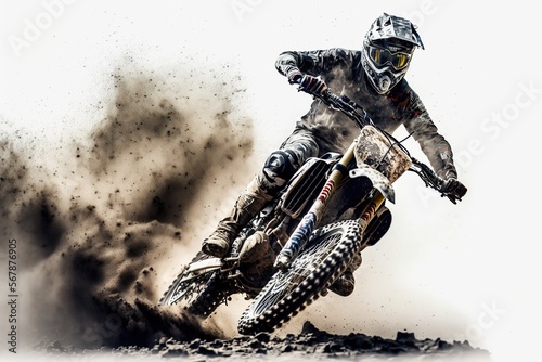 Extreme Motocross MX Rider,isolated white background,Generative ai