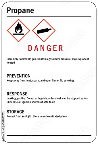 Propane warning chemical sign and labels