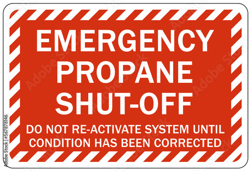 Propane warning chemical sign and labels emergency propane shut off