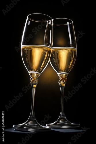 Champagne glasses tost. Generative AI