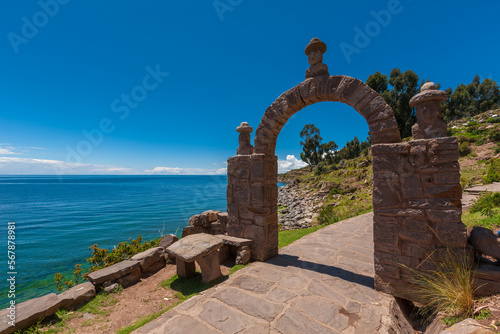 Stone arches on the roads of Taquile Island, Puno photo