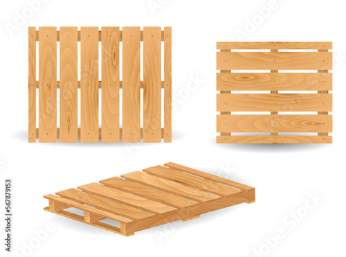 wooden pallet for shipping transportation freight isolated 3D illustration