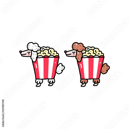 poodle popcorn doodle illustration character