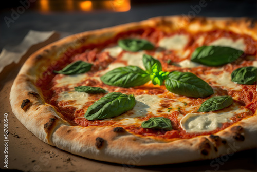 Pizza Margherita: A classic pizza with a simple topping of tomato sauce, mozzarella cheese, and fresh basil.