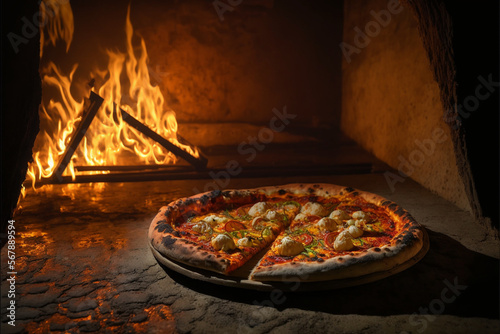 Pizza in the oven, Pizza, Generative AI