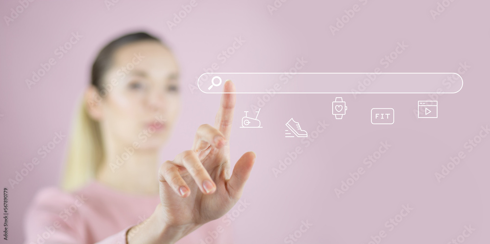 Search with Ai assistant, Search On Virtual Screen Data Search Technology Search Engine Optimization Close up Search with Ai assistant, Search On Virtual Screen Data Search Technology Search Engine Optimization Close up